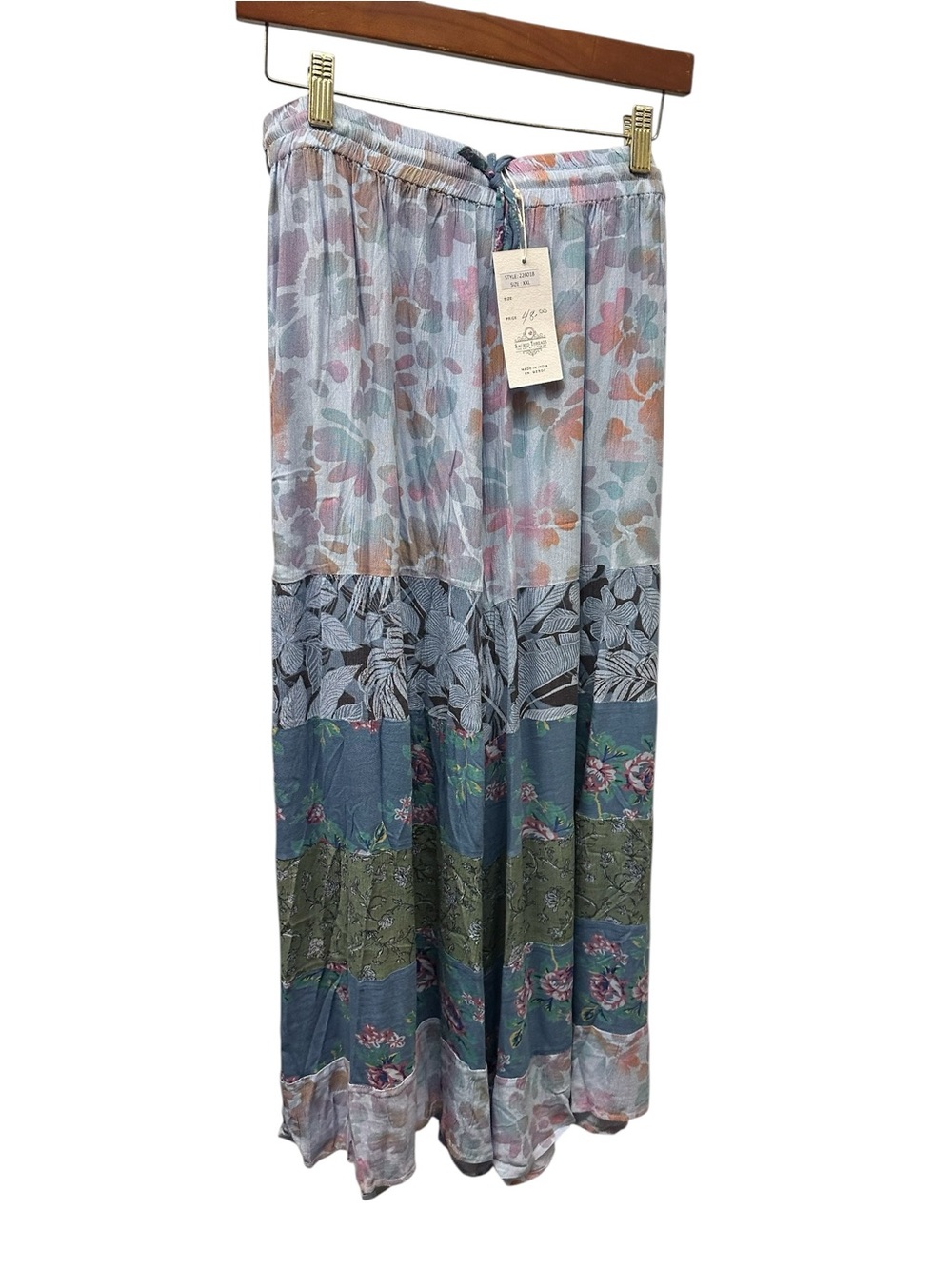 XXL Sacred Threads Blue and Green Floral patchwork pants. 226018. LG/GR/GR01 - Picture 2 of 5